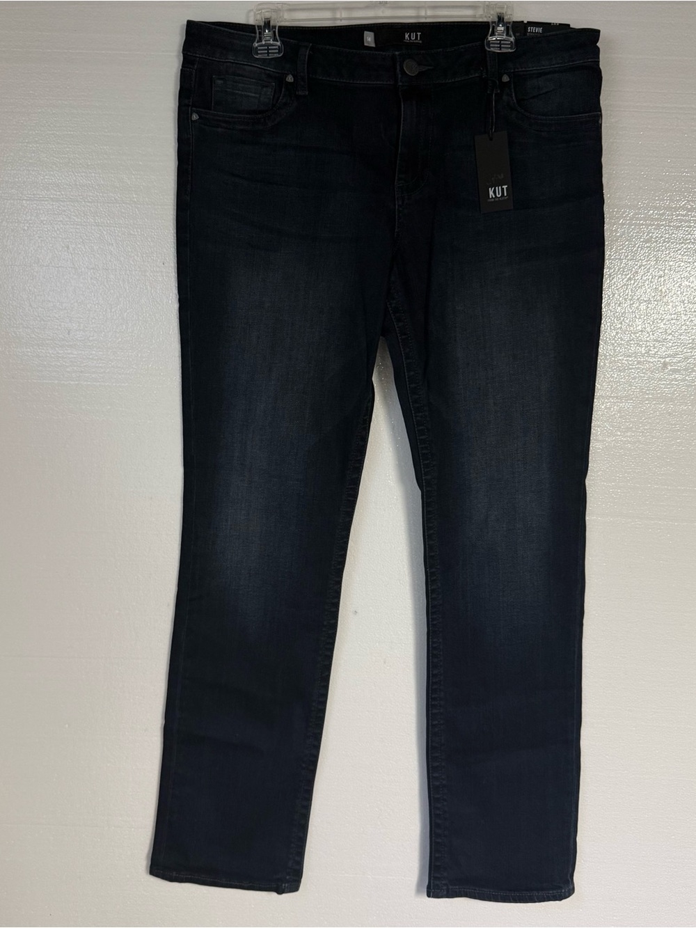 KUT From The Kloth Stevie Women Size 14 Faded Dark Wash Straight Leg Jeans Denim